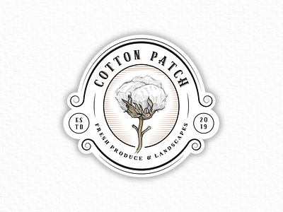 Cotton Patch agricultural agriculture brand classic cotton cotton paper cottonlogo elipse emblem farm handdrawn logo retro village vintage
