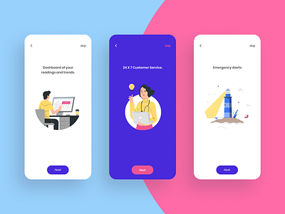 Health App Onboarding android flat flat illustration health healthcare illustrations ios medical minimal mobile app modern negative space onboarding onboarding screens onboarding ui trending ui