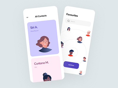 Contact App apple card d character design concept contact us dribbble flat illustration interface ios minimal mobile mobile app mobile ui modern settings setup typography