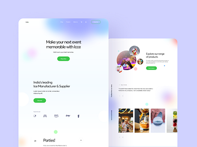 Icce Homepage blur branding commercial concept design ecommerce flat gradient gradient blur ice illustration interface logo minimal shipping typography ui