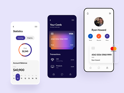 Banking App banking blur card design cards credit card currency dashboard ecommerce app flat interface investment minimal online payment payment statistics typography
