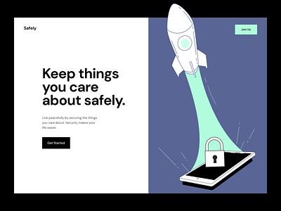 Safely Landing branding data ecommerce figma flat homepage illustration interface landing minimal security shopify store themes webdesign