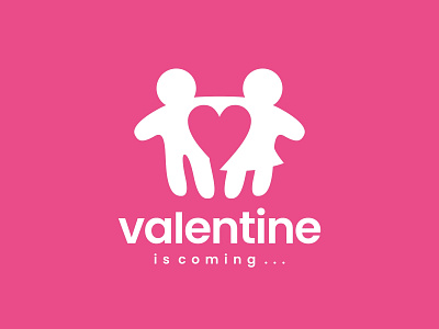 valentine is coming ... boy branding design girl happy illustration love man negative space pink simple valentine woman