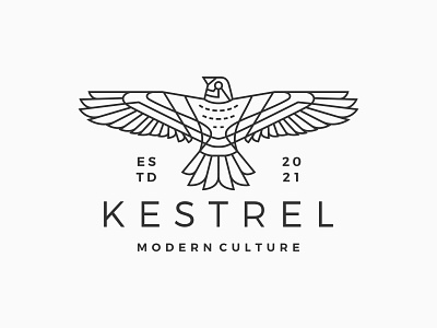 kestrel bird monoline logo bird brand branding design hipster illustration kestrel line lineart logo monoline outline ui ux