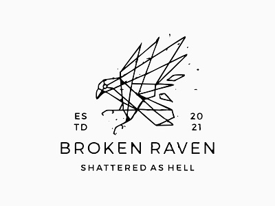 geometric broken raven crow bird shattered logo
