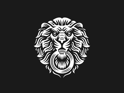 lion gate woodcut chiaroscuro logo