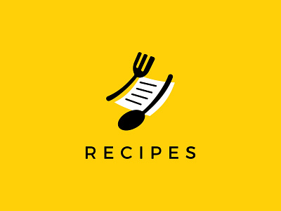 RECIPES SPOON FORK FOOD LOGO app blog branding cook design fork icon illustration kitchen landingpage logo playful spoon ui ux website