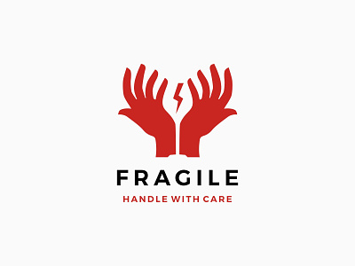 FRAGILE - Handle With Care Sign branding broken care design fragile glass hand handle icon illustration logo sign sticker ui ux vector with