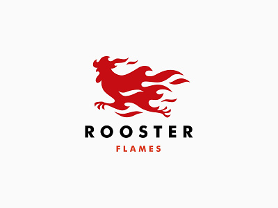 Rooster Fire Flame Logo