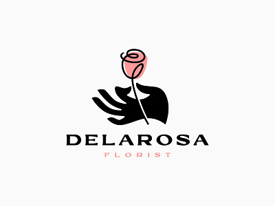 Hand Holds Rose Flower Logo