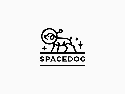 space dog astronaut monoline logo