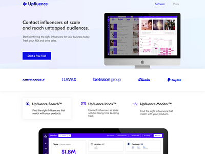 Landing Page for Influencer Marketing SaaS call to action conversion conversion rate optimisation features landing design landing page saas landing page ui user interface