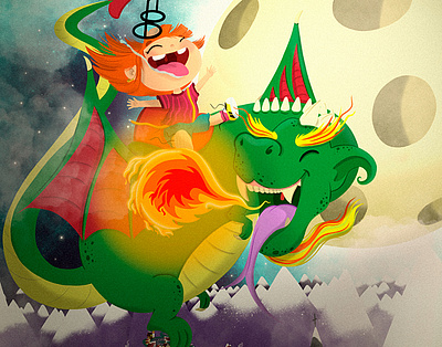 Dragon Ride child children childrens book colorful dragon illustration illustrator procreate