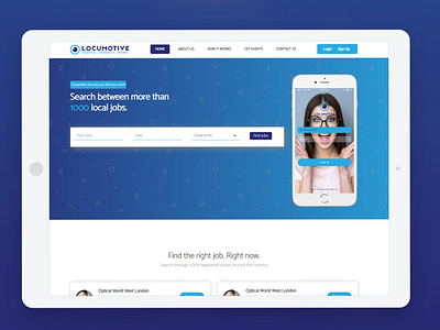 Locumotive Homepage app design branding businesscard design homepage job board landing page landing page design miniamal homepage ui ui design ux ux design web web design website website design websites