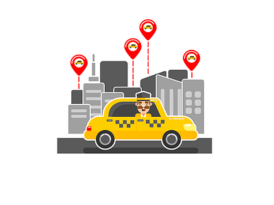 Taxi booking illustration adobe avatar booking cab car cartoon character city design flat illustration illustrator location map marker marker pen taxi taxi app travel vector