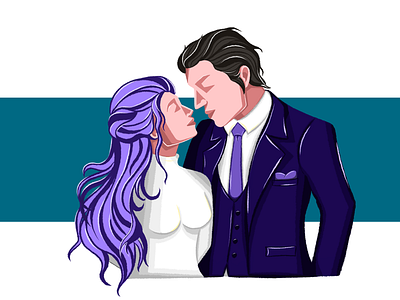 Bride and groom art artwork bride groom cartoon character design draw drawing dribbble flat gift card girl illustration illustrator painting portrait procreate style wedding wedding card