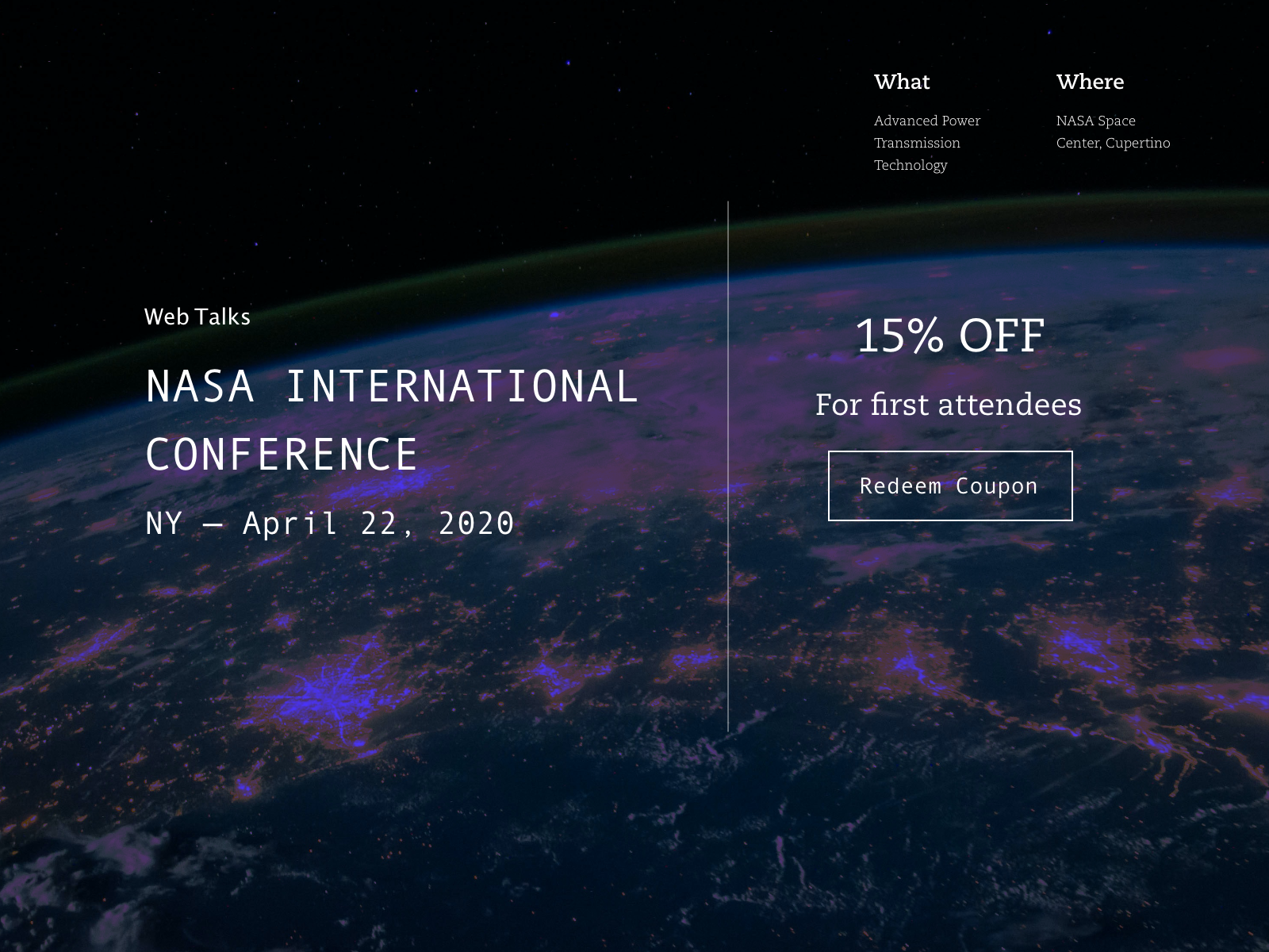 Daily UI Challenge Coupon Modal for NASA by Esha Nambiar on Dribbble