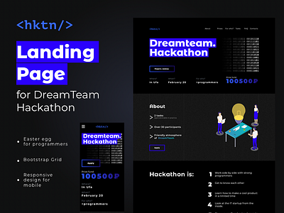 DreamTeam Hackathon design landing landing page landing page design layout mobile web design webdesign website website design