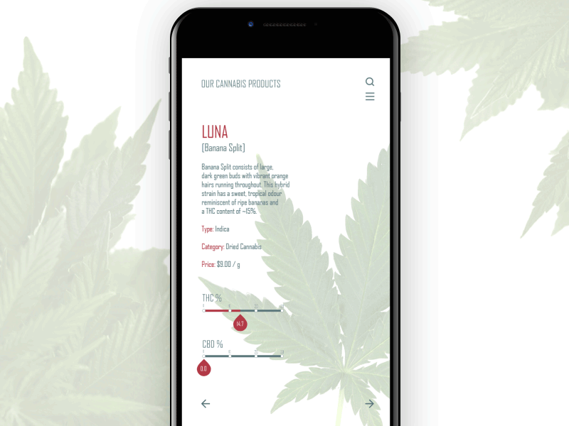Cannabis Products animation cannabis motion product page smoke ui