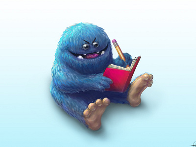 Monster Writing blue book childrens childrens book illustration colourful cute illustration monster