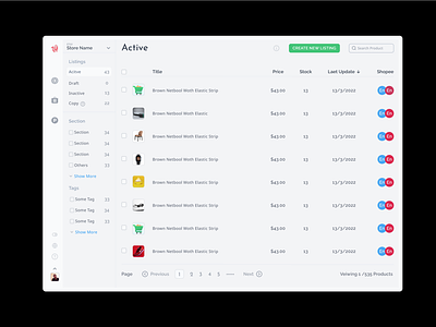 products dashboard