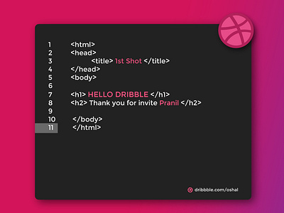 Dribbble 1st Shot 1st shot code design html invite oshal thank you ui ux web