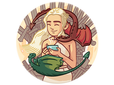 Daenerys coffee break coffee daenerys dragons game of thrones illustration