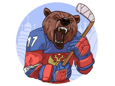 Red Machine bear hockey hockeyworldchampionship ice illustration redmachine russian sport