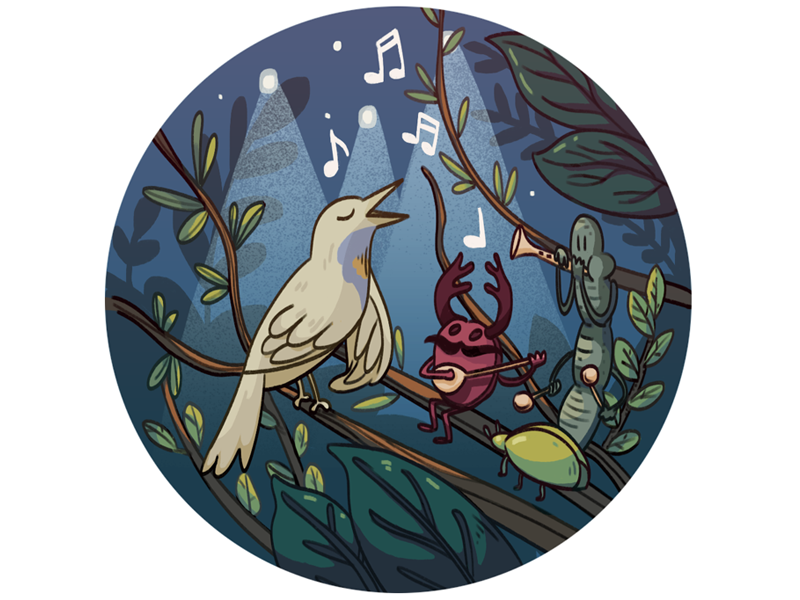 animated nightingale singing