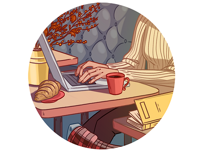 Autumn Morning autumn book cozy drawing illustration manager morning restaurant tea