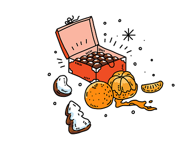 Christmas sweets chocolate christmas drawing illustration mandarine newyear orange sweets