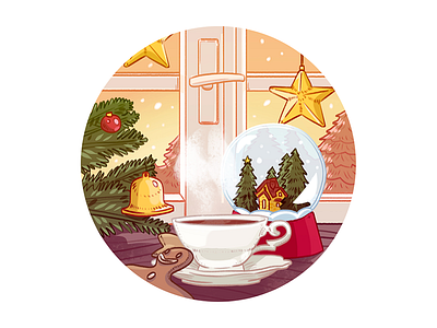 Morning Christmas Tea ball chocolate christmas drawing illustration merry newyear snow sweets tea xmas