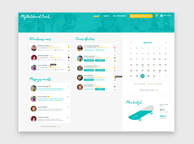 Dashboard agenda avatar blue calendar chat colors dashboard dashboard design dashboard ui green header messaging schedule skate skateboard stars tags ui uidesign