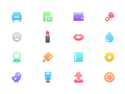 Multicolor icons practice color flat icons polychromatic