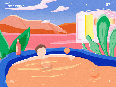 hot spring design illustration ui