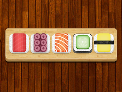 Sushi Icons bamboo blocks icons iphone rolls sushi sushi rolls tiles wood