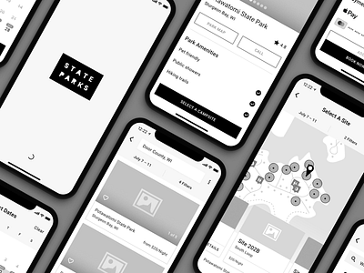 Campsite Reservation App Wireframes app camping campsite concept mobile outdoors reservation travel wireframe