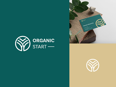 Organic Start Logo agriculture brand branding environment farm farming green harvest illustration line logo logo logo design logo o o logo organic plant