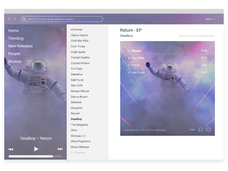 Music player Ui rdio music player music ui