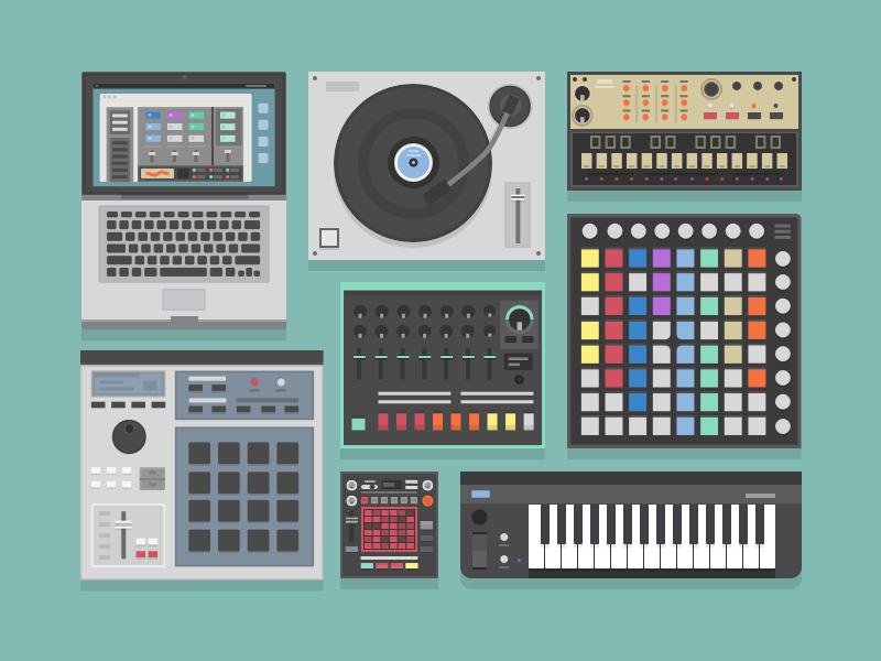 More noise machines record player koass pad akai korg tr-8 mpc launchpad ableton