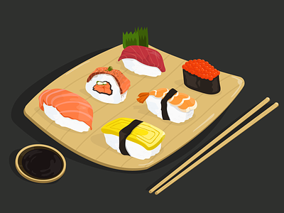 Sushi Time culture food illustraion japanese sushi