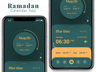 Ramadan App app apple clock green iftar iphone islam islamic mobile ramadan timer ui ui ux ui design uiux