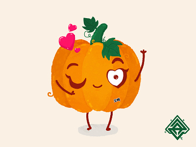 Miss Pumpkin art digital digitalart drawing green illustration korea landing logo orange photoshop pumpkin sticker