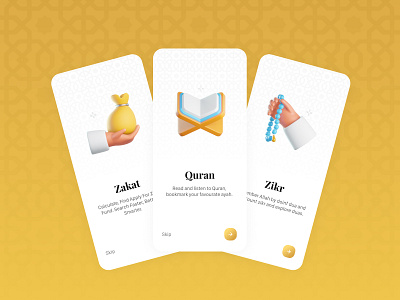 Muslim app onboarding 3d app arabic design envato mosque muslim onboarding prayer quran ramadan salat ui uiux zakat zikr