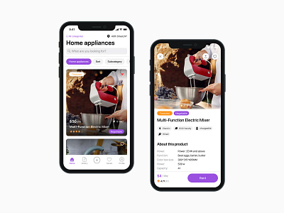 Rent App app concept details offer product rent rental ui ux