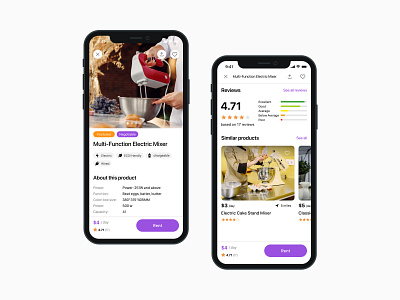 Rent App Product Details app details ios minimal product rent app ui ux