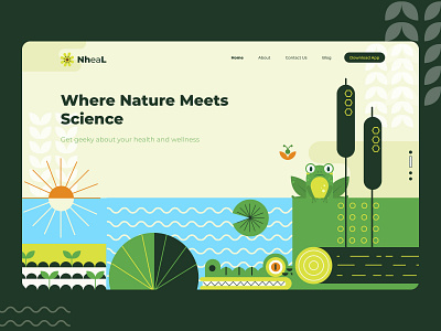 Nature Landing Page branding frog graphic design green landing logo nature ui web website