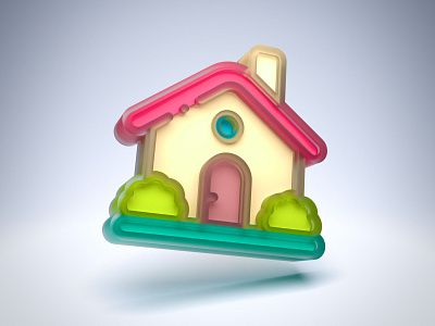 House 3d blender branding design glass home house icon illustration mobile web