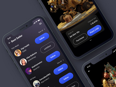 NFT app art behance branding buy commerce crypto design dribbble e follow ios nft product sale shop trending ui uiux ux