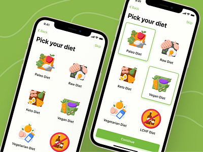 Pick your diet app diet food ios meal mobile mobile app plan plannong ui uiux ux